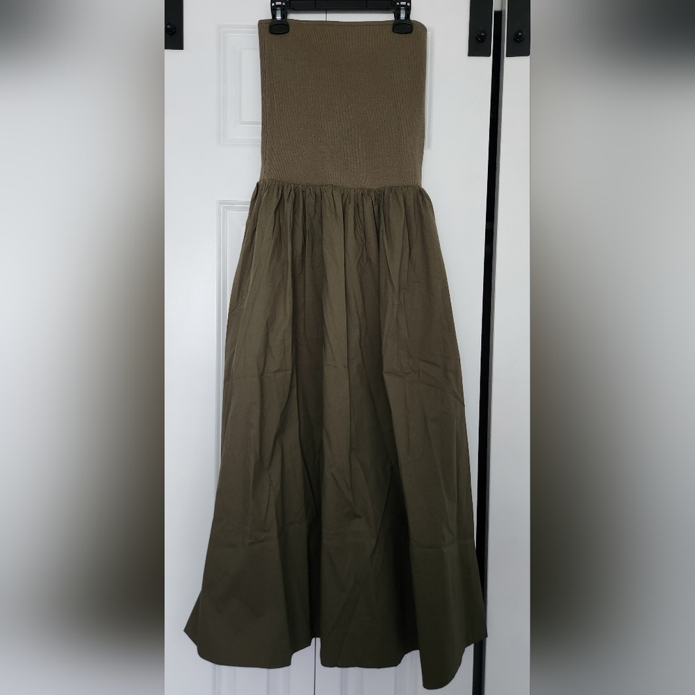 pistola Olive Green Maxi Skirt with Smocked Waist